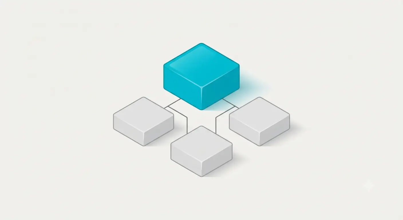 Schéma des quatre briques qui composent un site WordPress